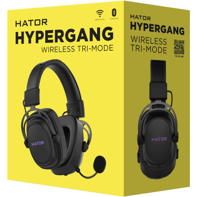 Ігрова гарнітура Hator Hypergang Wireless Tri-mode Black