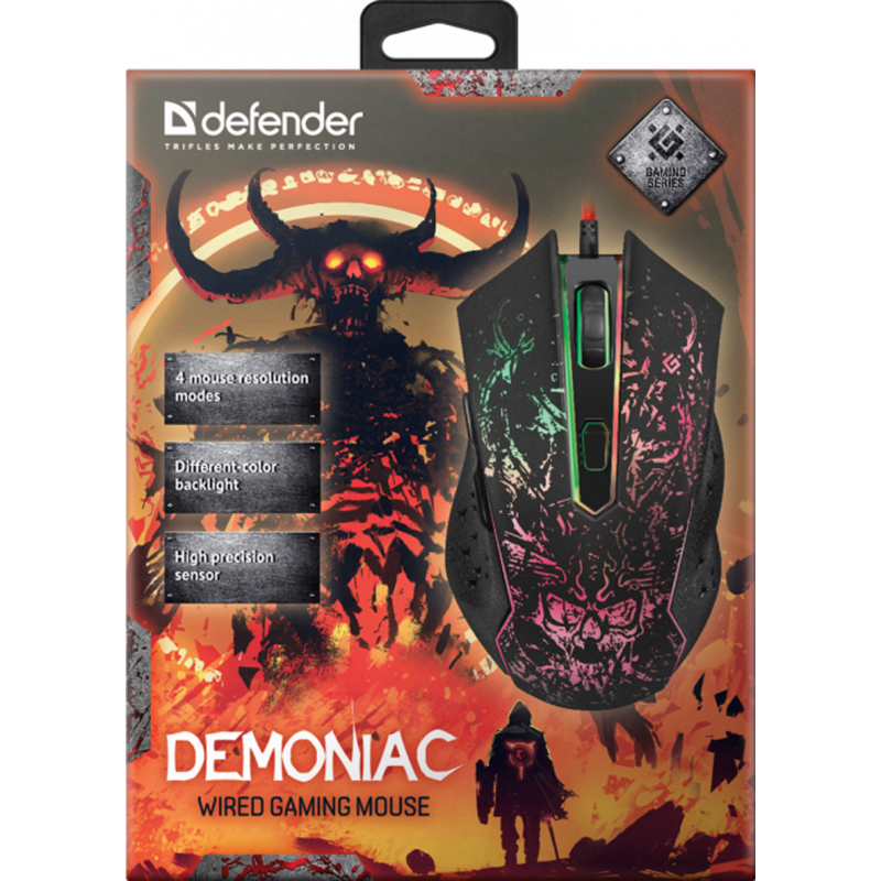 Мишка Defender Demoniac GM-540L, ігрова, 3200dpi., 6кн.