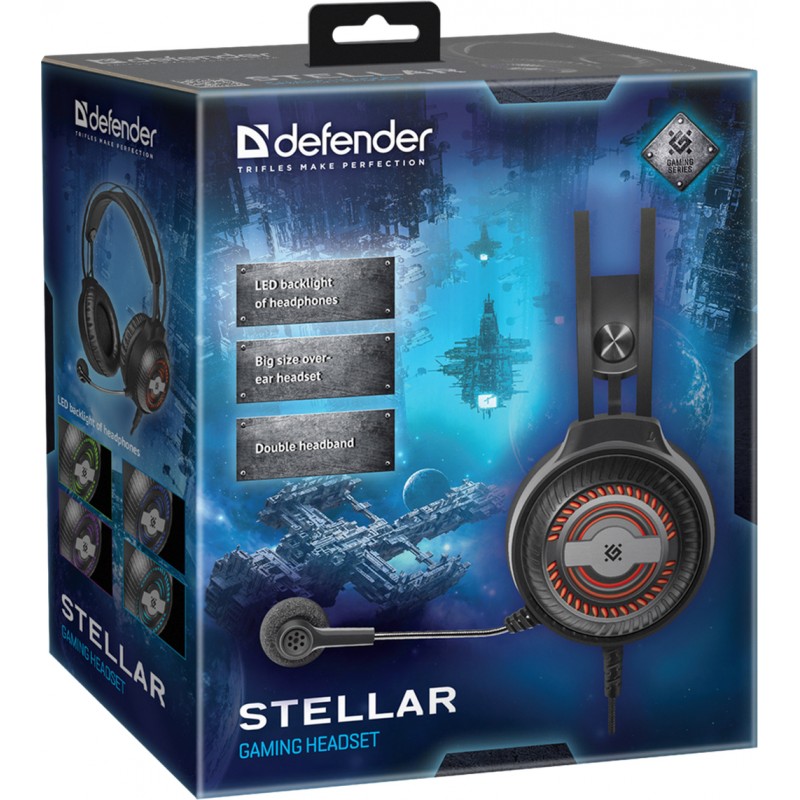Ігрова гарнітура Defender Stellar чорна, провід 2.2 м