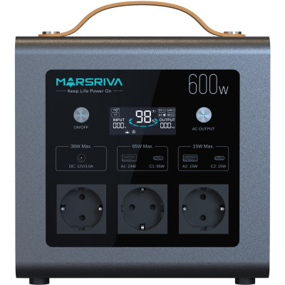 Зарядна станція Marsriva MP6 Plus 600Вт (512Вт/г) AC,MPPT, UPS, LiFePo4