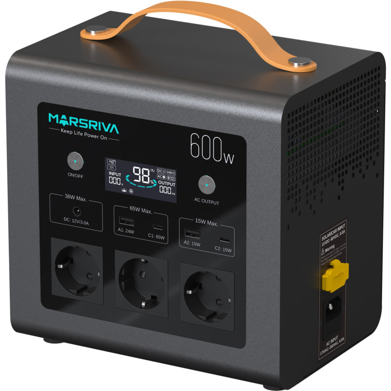 Зарядна станція Marsriva MP6 Plus 600Вт (512Вт/г) AC,MPPT, UPS, LiFePo4
