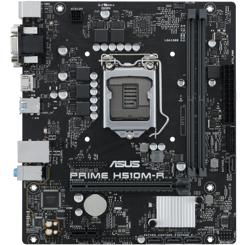 Материнська плата ASUS PRIME H510M-R-SI (1200/H510, 2*DDR4, 1xPCIex16, HDMI/DVI/VGA, 4xSATAІІІ, GLan, 7.1ch, mATX)
