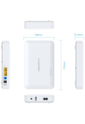 ДБЖ Marsriva DC UPS для роутерів KP6 240VAC 3xDC+PoE24V1A+USB OUT, 2x5V/9V/12V2.5A 18W 10000mAh
