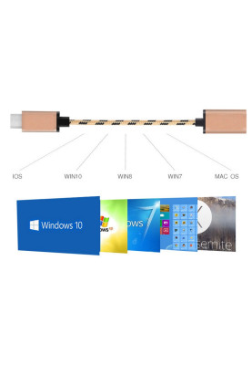 Перехідник USB 3.1 Type-C  --> USB (OTG) OEM, кабель 0.2м, оплетення