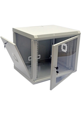 Шафа навісна 19", 9U, 600х350х507 мм (Ш*Г*В), акрилове скло, сіра