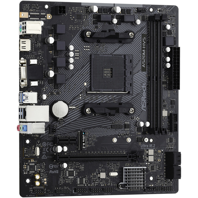 ASRock A520M-HVS/REF (AM4/A520, 2*DDR4, PCIex16, D-Sub/HDMI, 4xSATAІІІ, M.2, GLan, 8ch, mATX)