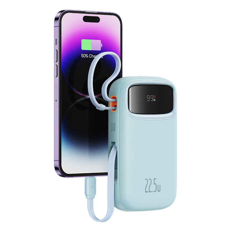 УМБ Baseus 20000mAh Qpow2 22.5W PD,QC3.0 USB-A, USB-C In/Out, with built-in USB-C/Lightning cable
