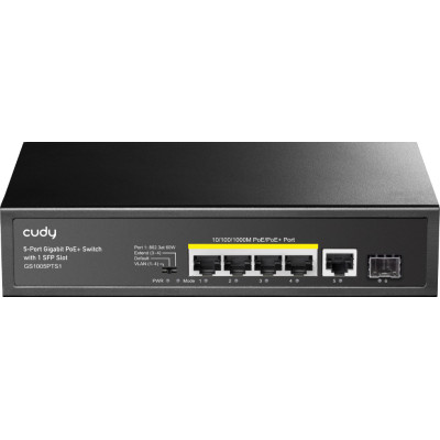Комутатор Cudy GS1005PTS1, 5 порт  Gigabit PoE+ Switch with 1 SFP Port 120W