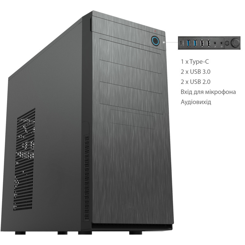 Корпус Chieftec ELOX HC-10B-OP ATX, без БЖ, Black