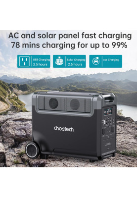 Зарядна станція Choetech BS009 3600Вт (3840Вт/г) AC,LiFePo4,MPPT, UPS, USB-C PD100 Вт