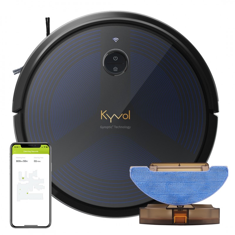 Робот пилосос Kyvol D6 Black/Gyroptic navigation/3200 mA/3000 pa/Wet and Dry/Android+IOS
