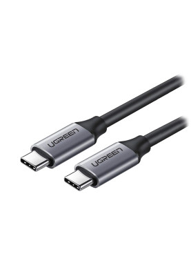 Кабель USB 3.1 Type-C M-M, 1.5 м, 3A, Nickel Plating Aluminum Shell Сірий, US161 UGREEN