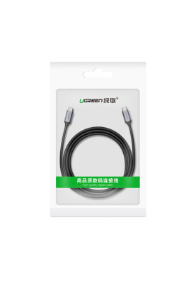 Кабель USB 3.1 Type-C M-M, 1.5 м, 3A, Nickel Plating Aluminum Shell Сірий, US161 UGREEN