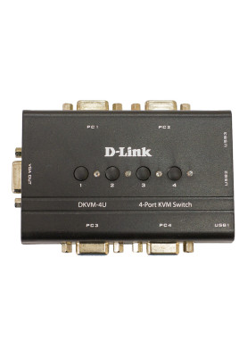 Перемикач KVM-switch D-Link DKVM-4U 4-port (USB/VGA, 2 набори KVM кабелів 1.8м)