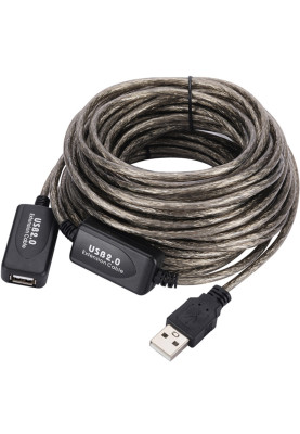 Кабель USB AM-AF (продовжувач), 30.0 м, активний, чорний