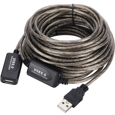Кабель продовжувач USB 2.0 AM-AF, 30.0 м, активний, чорний