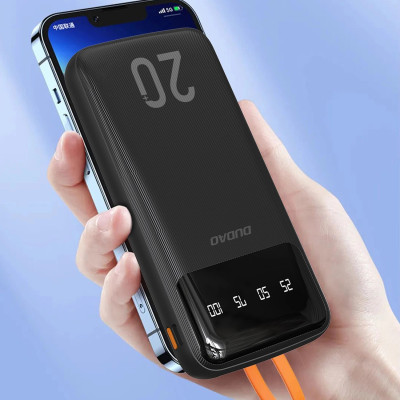 УМБ Dudao 20000mAh K6Pro+ 10W USB-A,USB-C In/Out,with USB-C/Lightning/MicroUSB/USB-A  cables Black