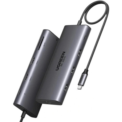 Док-станція USB3.2 Type-C --> HDMIx2,8K30Hz/4K60Hz/3xUSB-A/2xUSB-C 3.2/ RJ45/SD/TF/PD 100W CM639