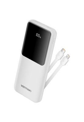 УМБ Vention 10000mAh 22.5W 3A PD,Micro-USB,USB-C,2xUSB-A,Built-in USB-C+Lightning Cables White