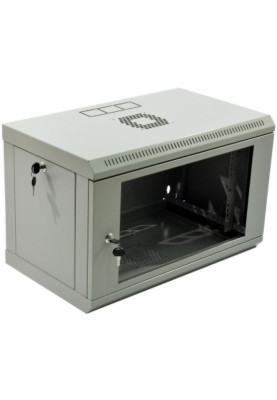 Шафа навісна 19", 6U, 600х350х373 мм (Ш * Г * В), економ, акрилове скло, сіра