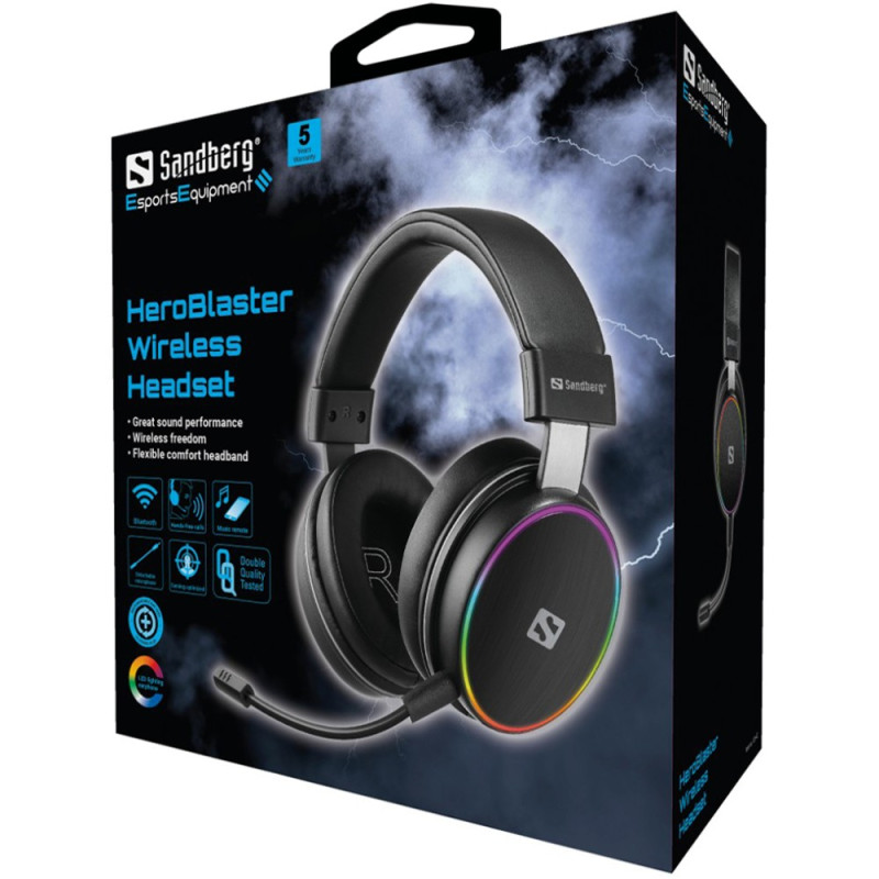 Ігрова гарнітура Sandberg HeroBlaster Bluetooth Led Headset Black