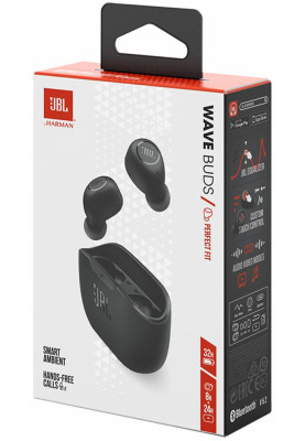 Навушники з мікрофоном JBL TWS Wave Buds Black JBLWBUDSBLK