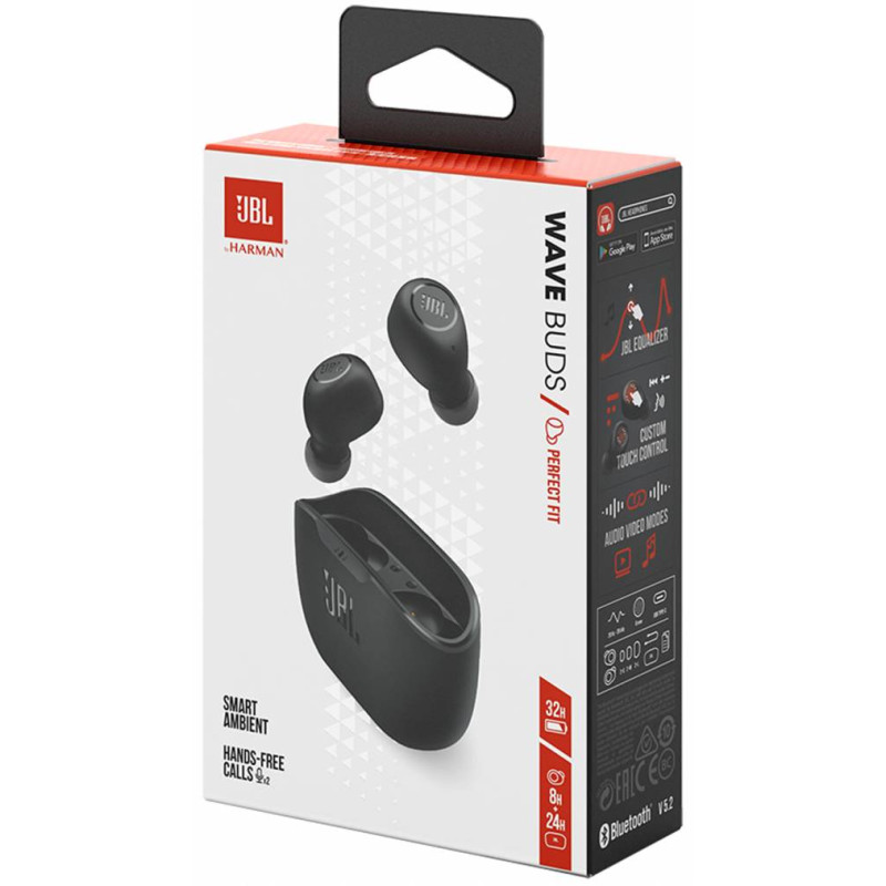 Навушники з мікрофоном JBL TWS Wave Buds Black JBLWBUDSBLK