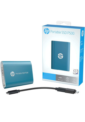 SSD external, USB 3.2 Gen1 Type-C  500Gb, HP P500, TLC, Blue, синій, Retail