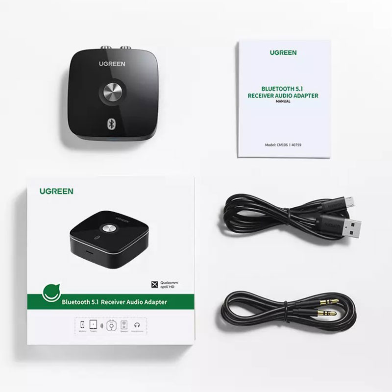 Приймач Bluetooth UGREEN Wireless Bluetooth Audio Receiver 5.1 with 3.5mm and 2RCA Adapter CM106