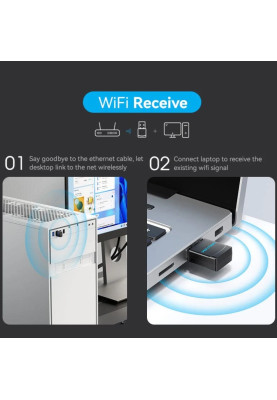 Адаптер WiFi Vention 2.4GHz/5GHz 150/433 Мбіт/с, USB