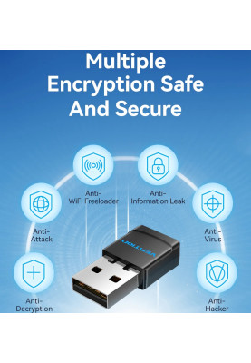 Адаптер WiFi Vention 2.4GHz/5GHz 150/433 Мбіт/с, USB