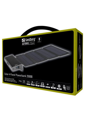 УМБ сонячна 4-Panel 8W Sandberg PD 25000 mAh, 2xUSB, Type-C OUT
