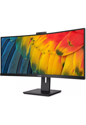 TFT 34" Philips 34B1U5600CH, WQHD, VA, 100Гц, вигнутий, HDMI, DP, USB-C, RJ-45, USB-hub, webcam, HAS