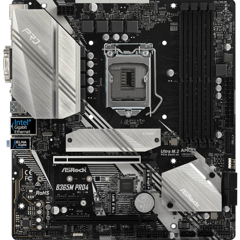 ASRock B365M PRO4/REF (1151/B365, 4*DDR4, 2xPCIex16,1xPCIex1,2xM.2,6xSATAІІІ, GLan, mATX)