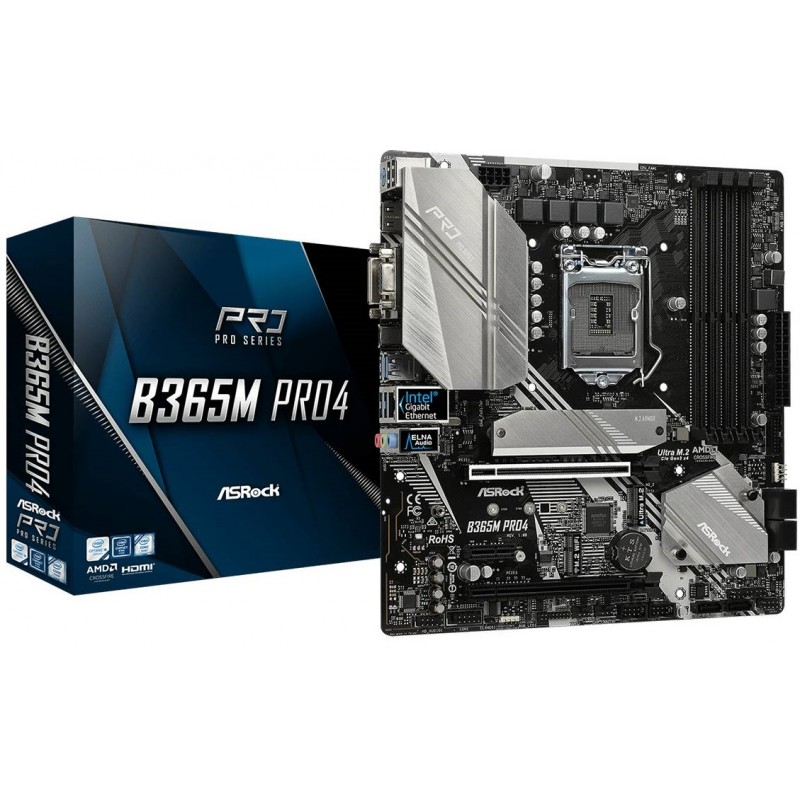 ASRock B365M PRO4/REF (1151/B365, 4*DDR4, 2xPCIex16,1xPCIex1,2xM.2,6xSATAІІІ, GLan, mATX)