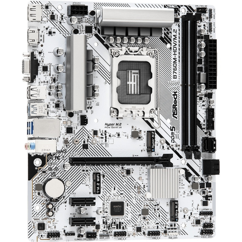 ASRock B760M-HDV/M.2 (1700/B760, 2*DDR5, 1xPCIex16, 4xSATA, 2xM.2, 2.5GLan, 7.1ch, mATX)