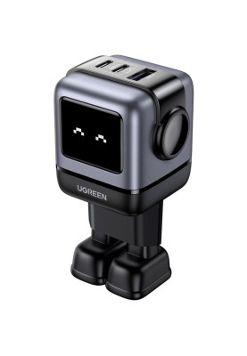 Зарядний пристрій 3xUSB 65W (2xUSB-C+USB-A) Gan Robot tech Fast Charger Сірий CD361 Ugreen
