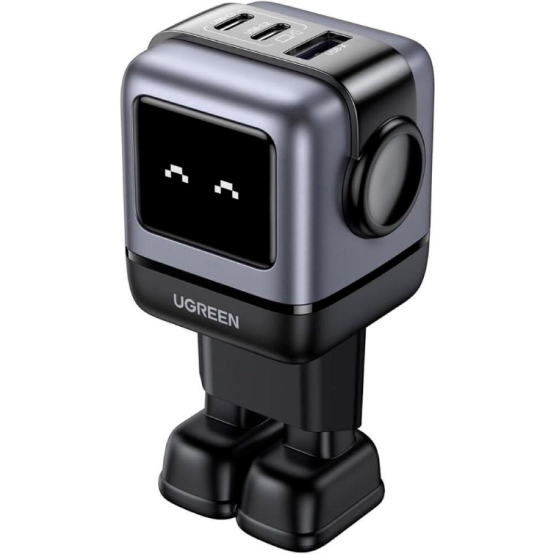 Зарядний пристрій 3xUSB 65W (2xUSB-C+USB-A) Gan Robot tech Fast Charger Сірий CD361 Ugreen