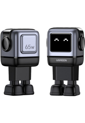 Зарядний пристрій 3xUSB 65W (2xUSB-C+USB-A) Gan Robot tech Fast Charger Сірий CD361 Ugreen