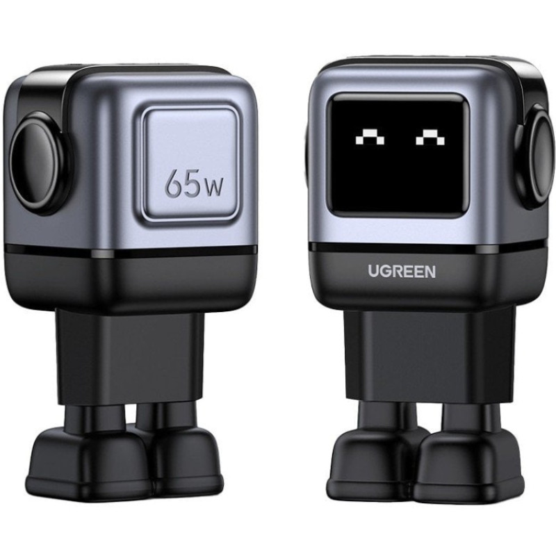 Зарядний пристрій 3xUSB 65W (2xUSB-C+USB-A) Gan Robot tech Fast Charger Сірий CD361 Ugreen