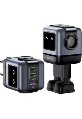 Зарядний пристрій 3xUSB 65W (2xUSB-C+USB-A) Gan Robot tech Fast Charger Сірий CD361 Ugreen