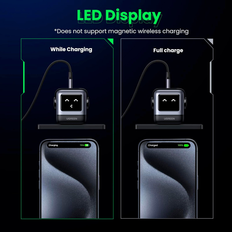 Зарядний пристрій 3xUSB 65W (2xUSB-C+USB-A) Gan Robot tech Fast Charger Сірий CD361 Ugreen