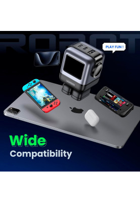 Зарядний пристрій 3xUSB 65W (2xUSB-C+USB-A) Gan Robot tech Fast Charger Сірий CD361 Ugreen