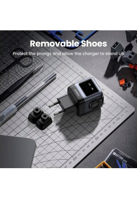 Зарядний пристрій 3xUSB 65W (2xUSB-C+USB-A) Gan Robot tech Fast Charger Сірий CD361 Ugreen