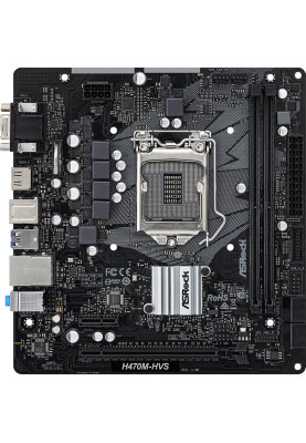 Материнська плата ASRock H470M-HVS (1200/H470, 2*DDR4, PCIex16, HDMI/VGA, 4xSATAІІІ, RAID, GLan, 7.1ch, mATX)