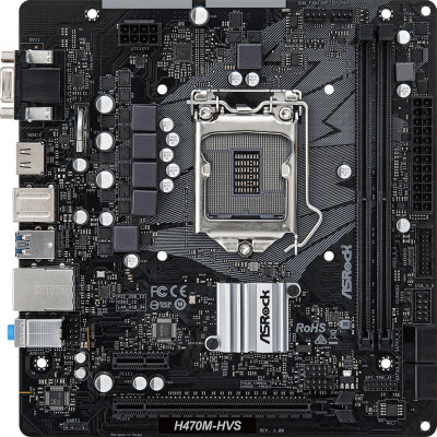 Материнська плата ASRock H470M-HVS (1200/H470, 2*DDR4, PCIex16, HDMI/VGA, 4xSATAІІІ, RAID, GLan, 7.1ch, mATX)