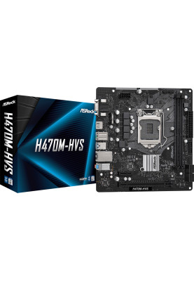 Материнська плата ASRock H470M-HVS (1200/H470, 2*DDR4, PCIex16, HDMI/VGA, 4xSATAІІІ, RAID, GLan, 7.1ch, mATX)