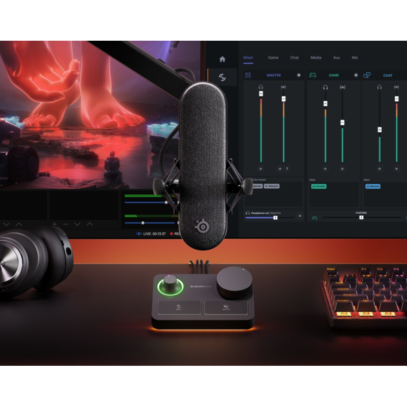 Ігровий стрім мікрофон SteelSeries Alias Pro RGB XLR Stream Mixer 1" Capsule