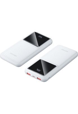 УМБ Vention 10000mAh 22.5W 3A PD,QC3.0, Micro-USB,USB-C,2xUSB-A, LED Display,White