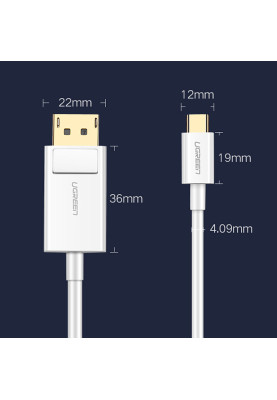 Кабель UGREEN USB Type C to DP Cable 1.5m MM139 (White)